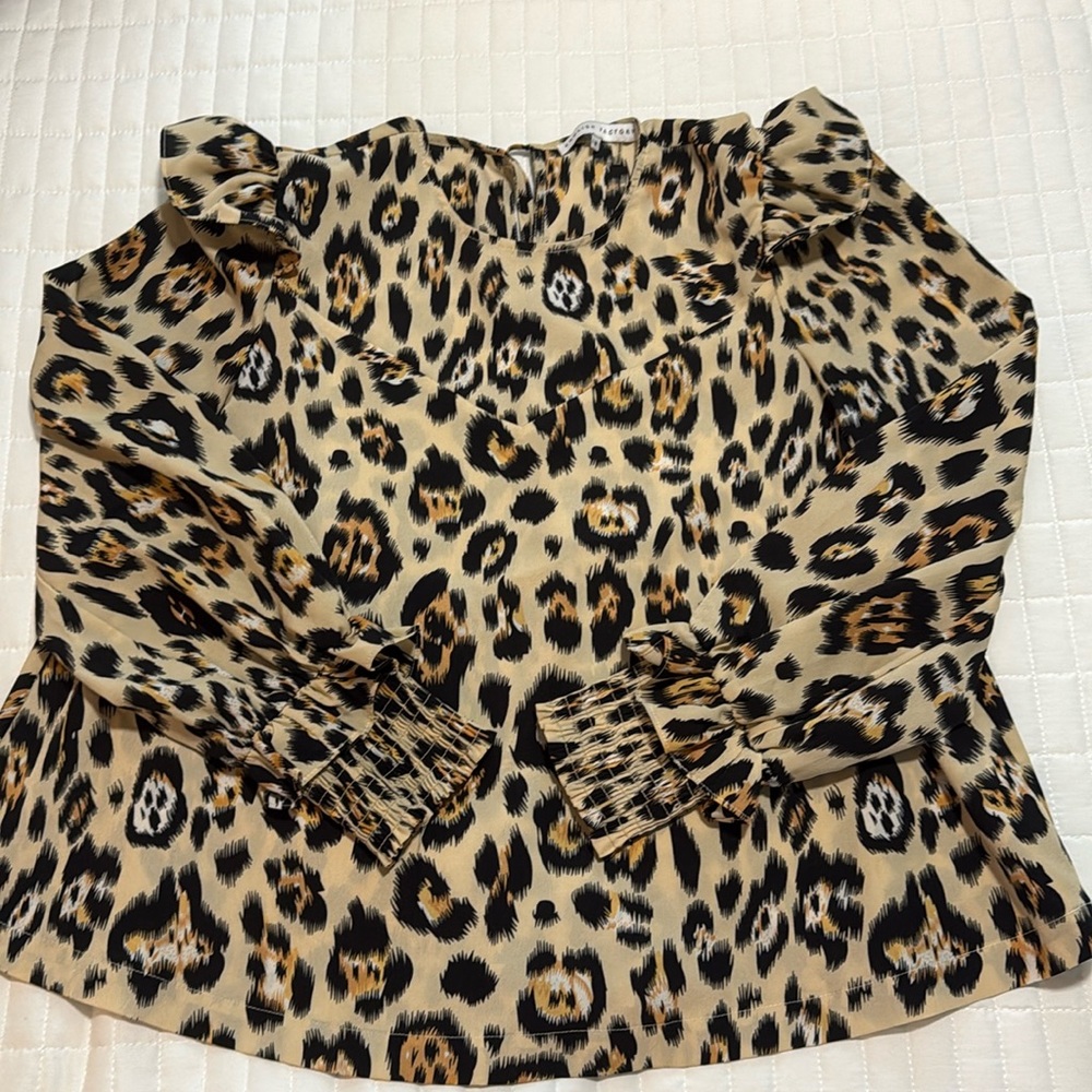 English Factory Leopard Ruffle Top